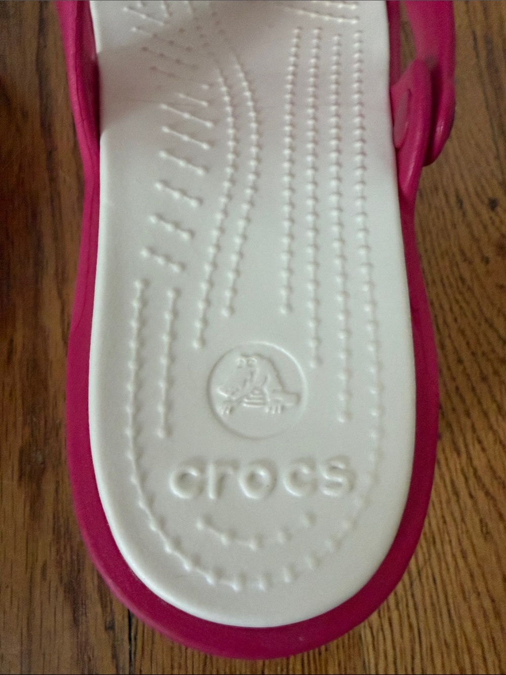 CROCS Hot Pink Slide Sandals with White Footbed - Picture 4 of 5